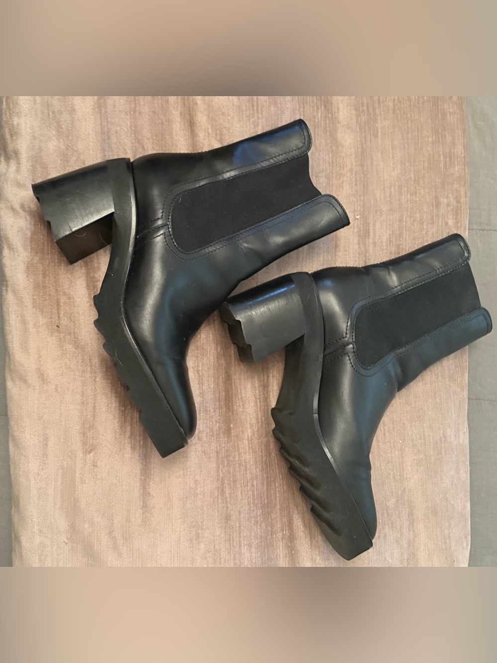 The Kooples Black Stretch Chelsea Ankle Boots - Picture 3 of 5